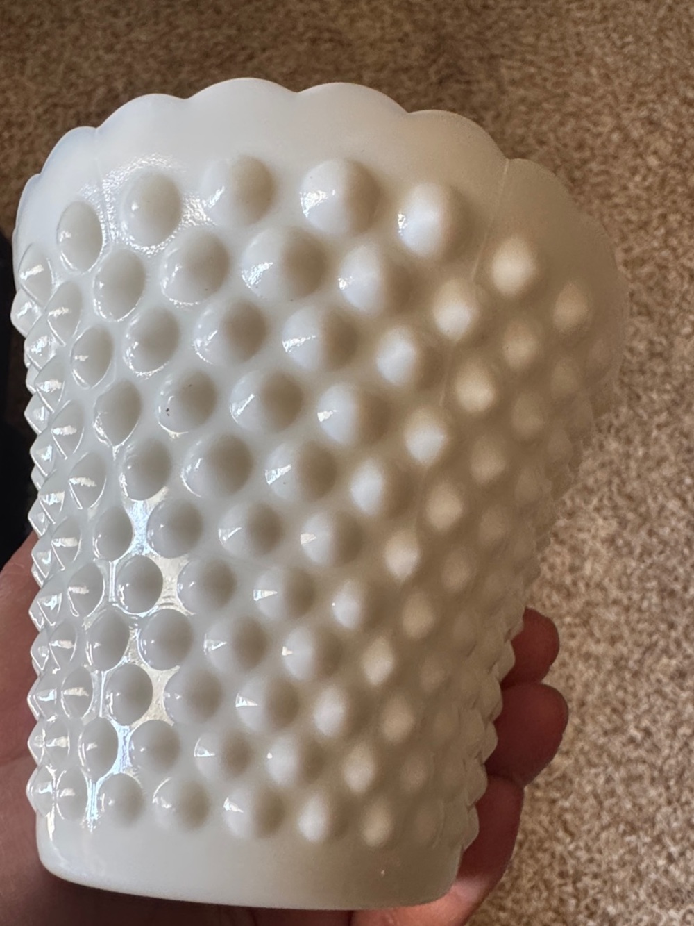 Vintage White Hobnail Milk Glass Vase and Mugs Set - Elegant Home Accents - Picture 9 of 14